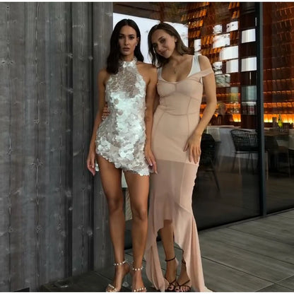 Sheer Mesh Overlay Lace Hem Slip Midi Dress Slim Spaghetti Strap 2026 Summer Elegant Women Bodycon Dress Trendy Date Lady Gown