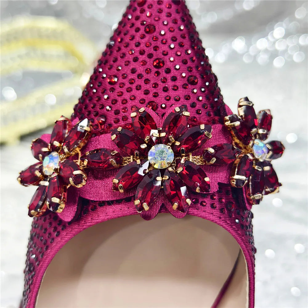 New Arrival African Women Shoes Decorated with Rhinestone Shoes for Women 2025 Designer Luxury Plus Size 43 Wedding Shoes Bride