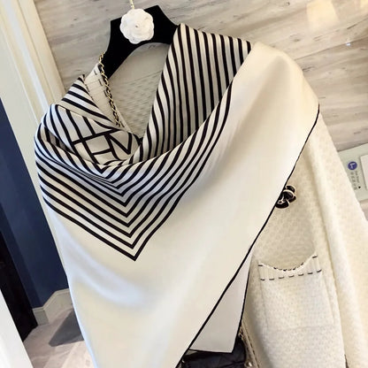 Luxury2025Square Silk Scarf for Women 90*90Hijab Hair Bands Neckerchief Female Satin Shawl Ribbon Headband Fashion Wraps