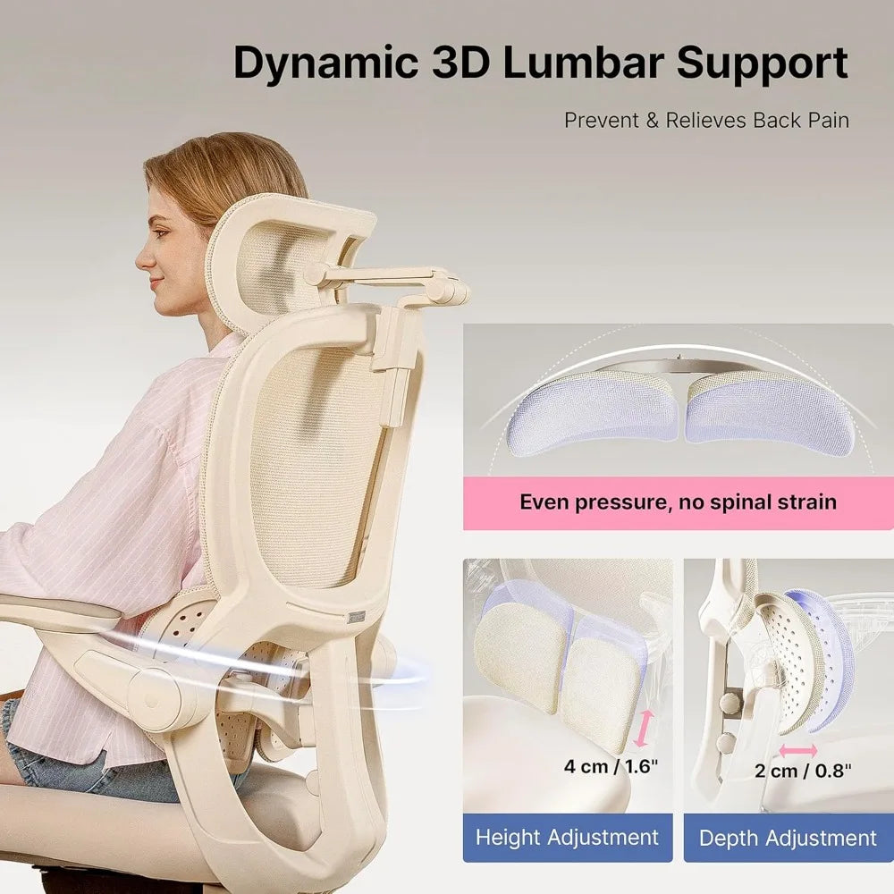 Q2 Ergonomic Office Chair with Lumbar Support & Adjustable Headrest, Cushion Seat with Flip-Up Arms, Reclining, Customized