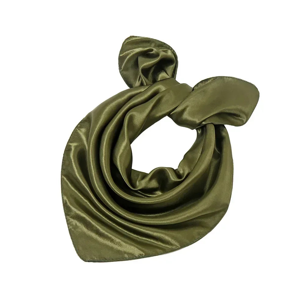 60x60cm Solid Colors Neckerchief Scarf For Women Silk Satin Headband Hair Scarves Female Square Shawls Head Scarfs