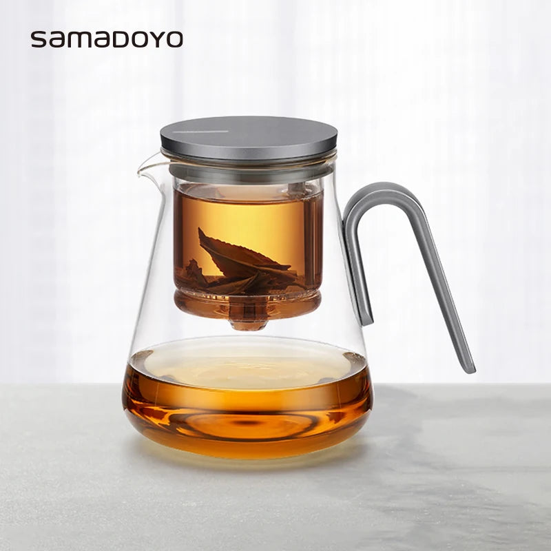 Samadoyo-Magnetic Switch Tea Pot, High-End Tea Set, Tea Water Separator, Household Tea Making Tool, Heat-Resistant Glass Tea Dis