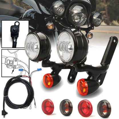 4.5'' LED Fog Lighting Passing Auxiliary Bracket for harley custom dynamics lights road king street glide Turn Signal