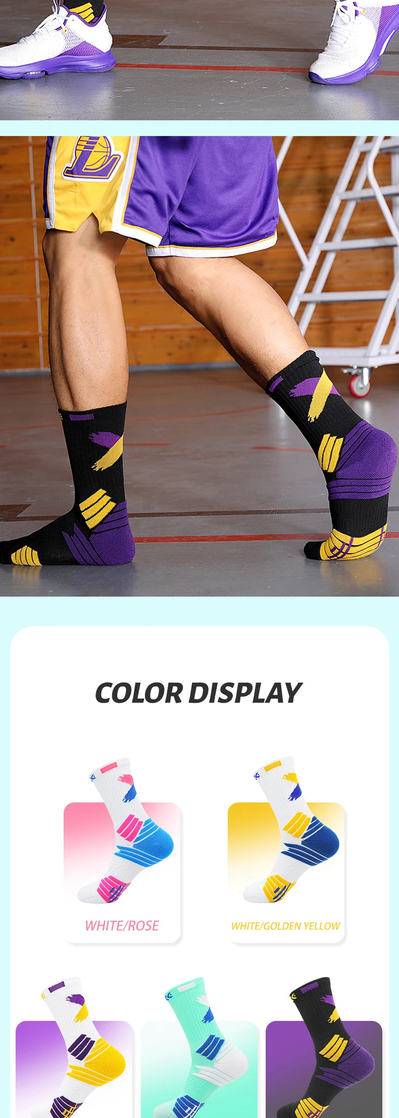 Practical Basketball Socks for Man Kids Thickened Towel Bottom Professional Medium Tube Sports for Elite Running Cycling