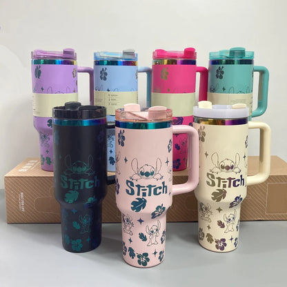In Stock Stitch Cartoon Peripheral Insulated Cup 40oz 1180ml Stainless Steel Straw Cup Large Capacity Portable And Durable Gift