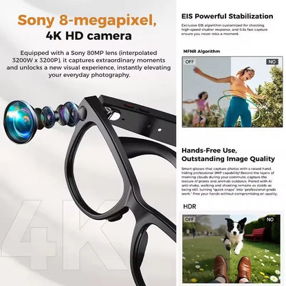 2026 New 4K HD AI Smart Glasses Men 800W Pixel Camera Bluetooth Call 4GB WIFI Transmission 3600mAh Battery Smart Glasses Women