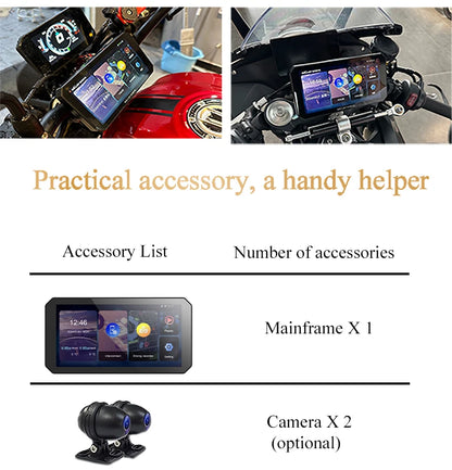Gallop Sprite 6 inch Motorcycle GPS Navigation Wireless CarPlay Android Auto DVR Drive Recorder Portable Moto Monitor IPX7