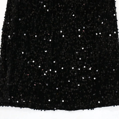 HLJ Fashion Sequin Splicing Hollow One Shoulder Party Club Mini Dresses Women Sleeveless Backless Slim Vestidos Sexy Clothing