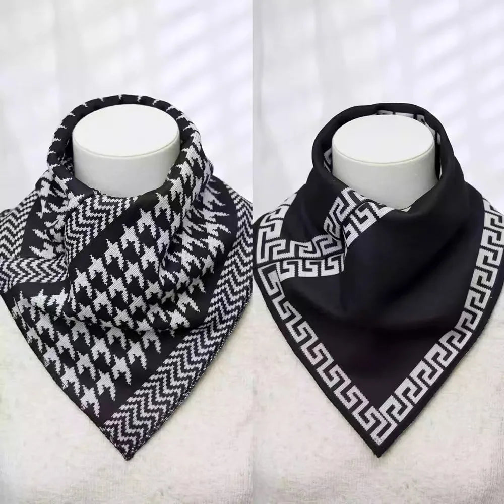 Warm Knitted Scarf with Geometric Pattern, Fashion Winter Neck Warmer for Women and Men, Soft Thick Cold Weather Accessories