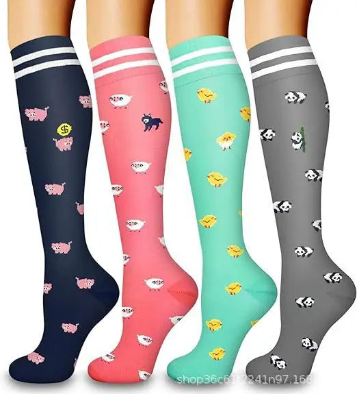 4 Pairs of Compression Socks Men Women Medical Varicose Veins Nursing Socks For Outdoor Running Pregnant Sports Socks