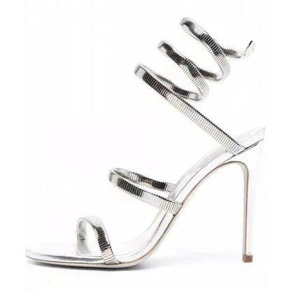 Aneikeh Sexy Crystal Ankle Strap Heels Sandals Women Summer Street Style Open Toe Thin High Heels Party Banquet Prom Luxury Shoe