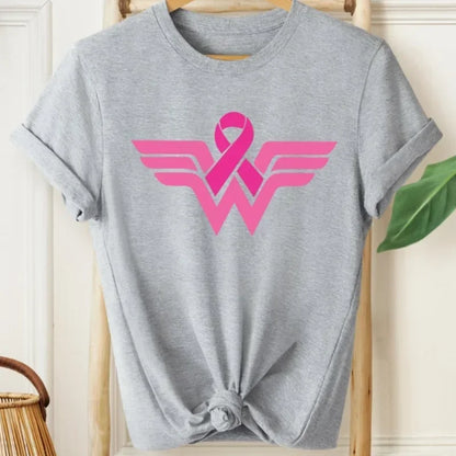 Cancer Ribbon Wonder lady T-Shirt Cancer Awareness Shirt Cancer Survivor Warrior print shirts aesthetic clothes cotton tee tops