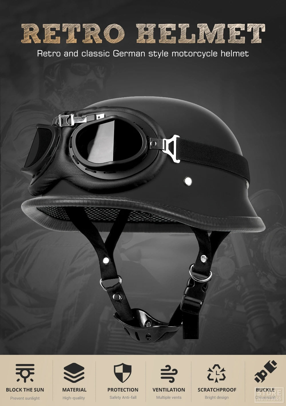 Motorcycle Helmet Half Face Helmet Capacete De Moto Retro Casco Moto German Vintage Moto Half Helmet Motorbike DOT Certification