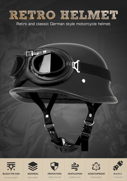 Motorcycle Helmet Half Face Helmet Capacete De Moto Retro Casco Moto German Vintage Moto Half Helmet Motorbike DOT Certification