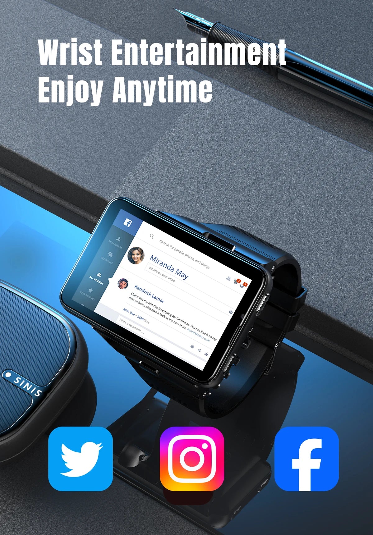 Factory S999 4G Smart Watch Android 11 OS MTK6761 Quad Core 4GB 64GB 2.88" HD Large Screen Smartwatch 2.0MP+8.0MP Dual Camera