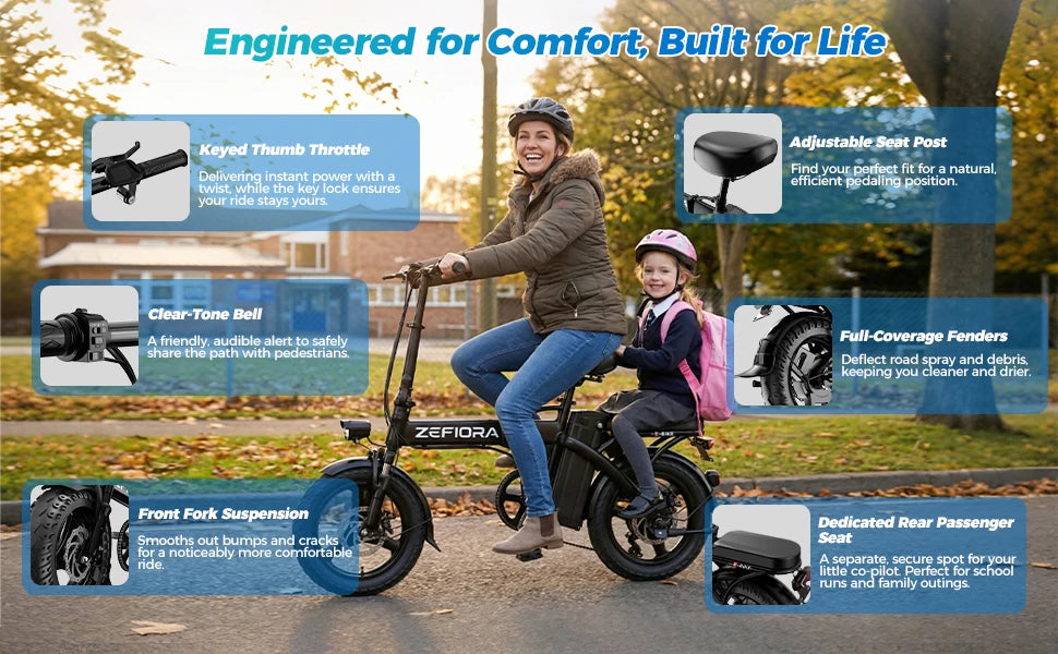 500W Electric Bike Adult 25MPH 48V17.5Ah Removable Battery,14 Inch Sports Folding Electric Bicycle,EBike Shipped locally