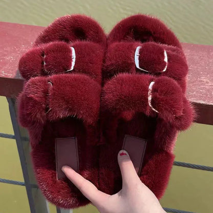 Luxury Designer Slipper Women 2025 Winter European Fashion Women's Shoes Ladies Slippers 100% Mink Slippers Shoes for Woman