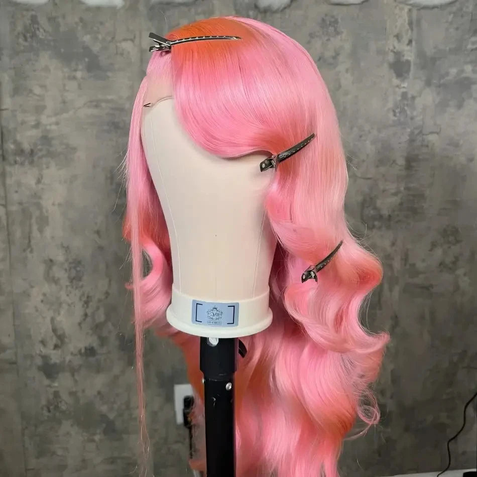 30 Inch Body Wave Pink 13x6 Hd Lace Frontal Human Hair Wig Light Pink Colored Human Hair Wigs 13x4 Hd Lace Front Wigs For Women