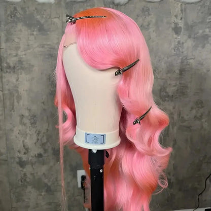 30 Inch Body Wave Pink 13x6 Hd Lace Frontal Human Hair Wig Light Pink Colored Human Hair Wigs 13x4 Hd Lace Front Wigs For Women