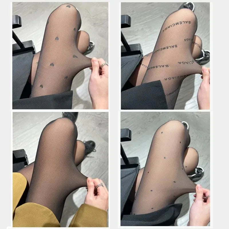 New Warm Tights For Women Winter Fleece Leggings Thermal Stockings Woman Insulated Printed Pantyhose Skin Effect Sock Pants