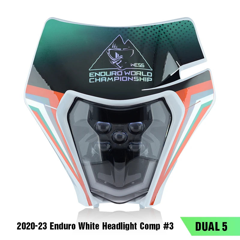PowerZone Motorcycle LED Headlight Headlamp Head Lights Supermoto Fairing For KTM EXC SXF MX Dirt Bike Enduro LED Headlight