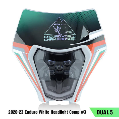 PowerZone Motorcycle LED Headlight Headlamp Head Lights Supermoto Fairing For KTM EXC SXF MX Dirt Bike Enduro LED Headlight