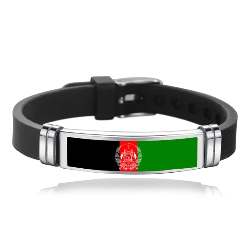 Fashion National Flag Bracelet USA France Canada Flags Bangle Adjustable Silicone Sports Bracelets Wristband For Men Jewelry