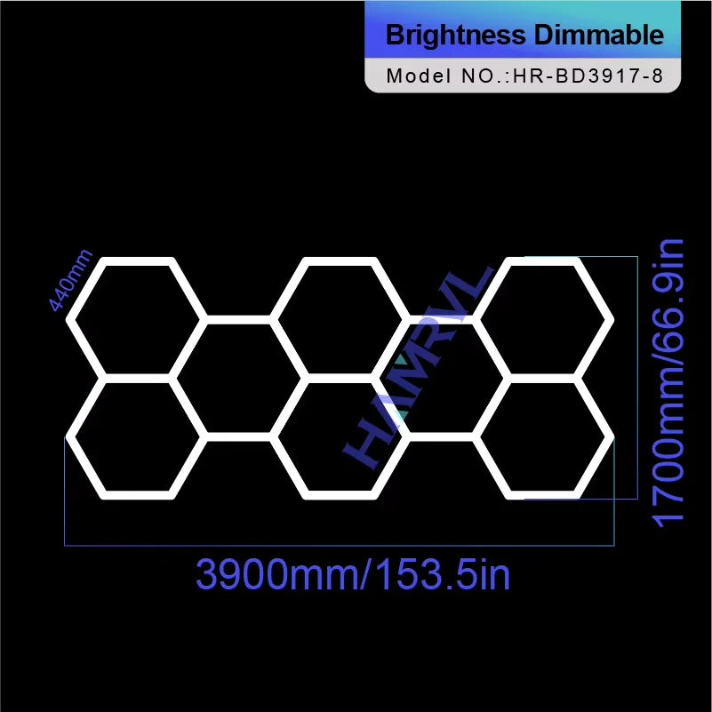 Hexagon Dimmable LED Ceiling Light Modern Honeycomb Panel with 3-Level Dimming 100%/50%/20% for Living Room Bedroom Salon Garage