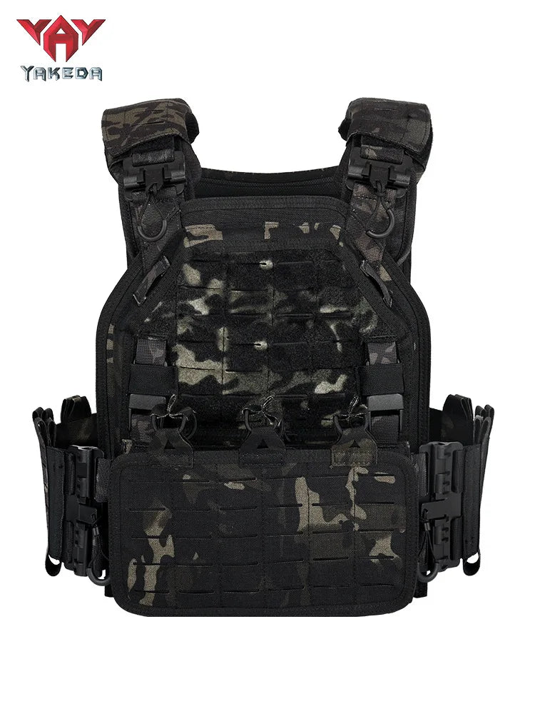 YAKEDA Tactical Plate Carrier Vest,Military Molle Assault Vest with Quick Release Buckles,Adjustable Padded Straps,1000D Nylon