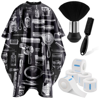 Professional Barber's Tools 3/8-Piece Set Hair Cutting Cape Neck Duster Hair Brush–Premium Salon Haircut Styling Accessories