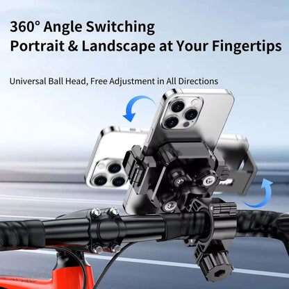 Motorcycle Riding Shock-Absorbing Phone Holder Adjustable Anti-Theft Quick Release Navigation Bracket with Mountain/Road Bicycle