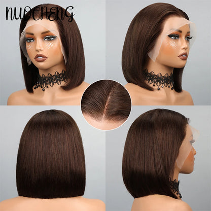 Bob Wig Human Hair 13X4 Lace Frontal Bob Wigs For Black Women Human Hair Glueless Straight Bob Lace Front Wig Natural Color Wigs