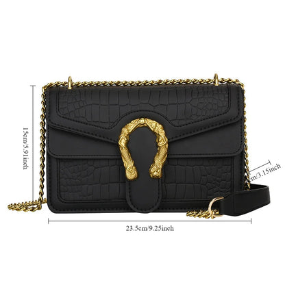 Fashion Printed Chain Shoulder Bag for Women, Trendy Small Square Crossbody, Travel Shopping Gift for Girlfriend
