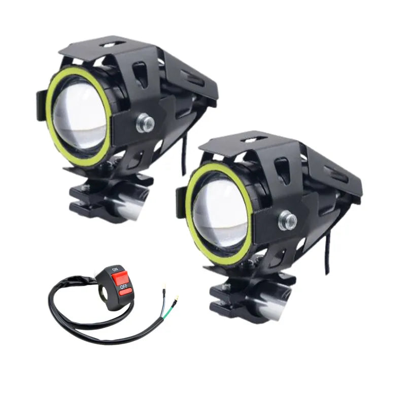 2×LED Angel Eye Mini Motorcycle Headlight Auxiliar Driving Lamp led flashlight Motorbike Front Spotlight ATV Scooter Accessories