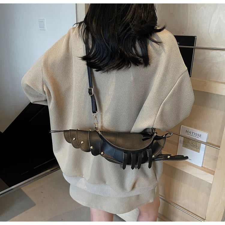 Young Girls Lobster Shape Crossbody Bag Solid Color Pu Leather Handbag Cute Creative Funny Bag Casual Toy Cross Body Phone Bag