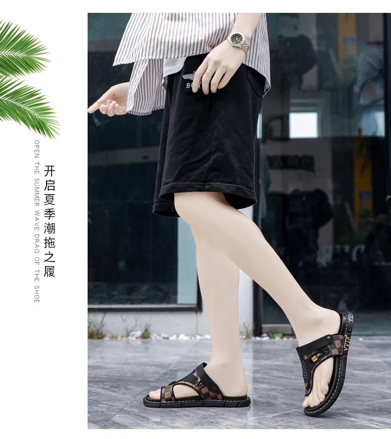 Men's high-quality beach shoes summer outdoor casual flip-flops sandals soft-sole non-slip comfort fashion dual-purpose slippers