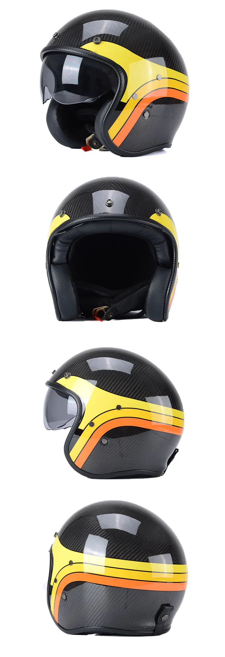 Durability 3K Carbon Fiber Black Gold Open Face Electric motorcycle Helmet for Man Woman DOT-Approved Enhance Riding Experience