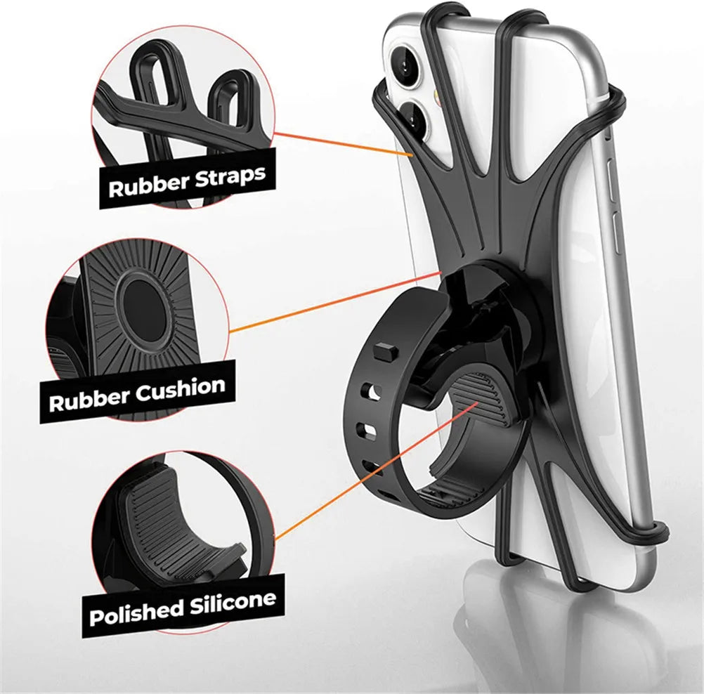 360 Rotatable Bicycle Phone Holder Motorcycle Stand Bracket Silicone GPS Support For Iphone 11 Xiaomi 10 Huawei P40