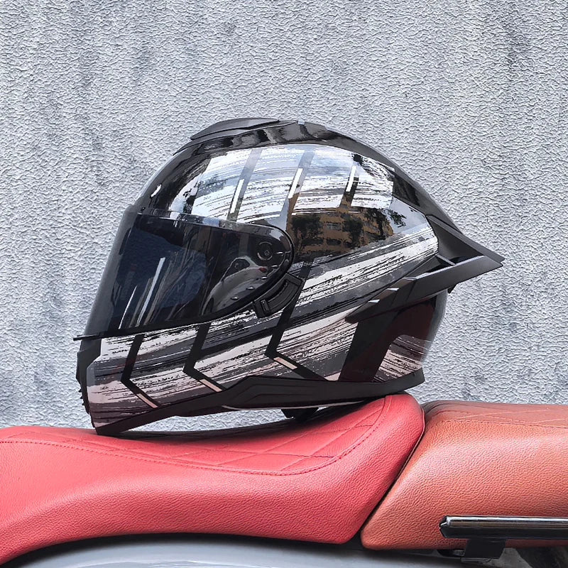 Motorcycle helmet, men's and women's dual lens full face helmet, motorcycle sports car, all season full face helmet