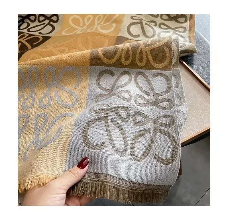 New Korean Version of The Fashion Hair Scarf Senior Sense Office Thick Warm Shawl for Both Casual and Versatile Bib