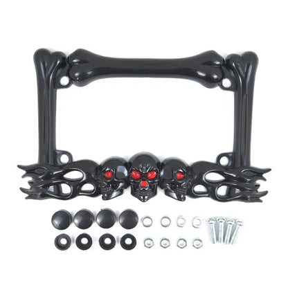 Skull Head Plastic Sport License Plate Frame For Motorcycle Scooters Skull Head Accessory Decoration