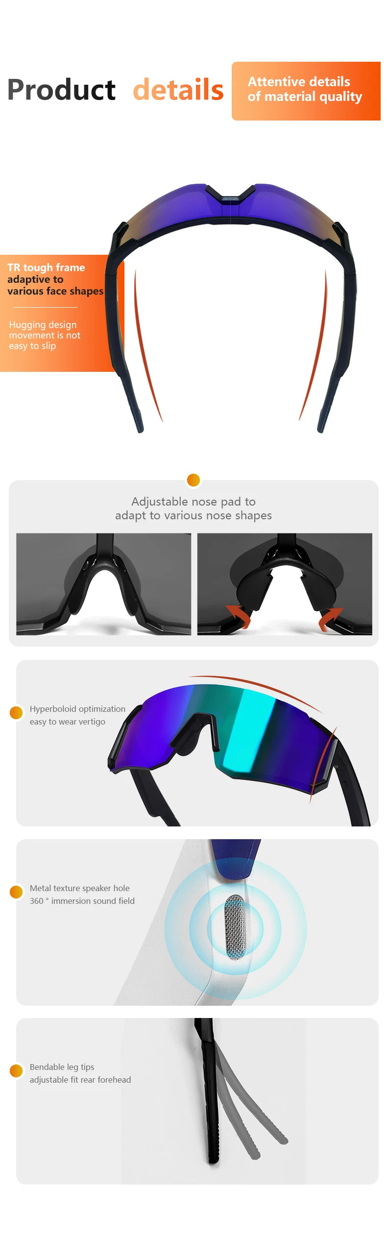 QY-Pro1 Bluetooth Smart Glasses AI Intelligent Translation Sunglasses Voice Remote Control Music Eyewear Waterproof Eyeglasses