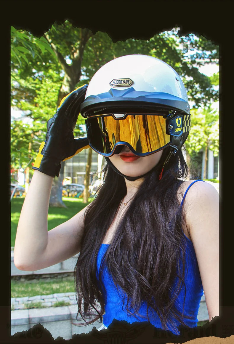 Summer Motorcycle Helmet S-XXXL Cascos Para Moto Retro Half Face Motorbike Riding Anti-UV Len Cool Style Chopper for Men Use