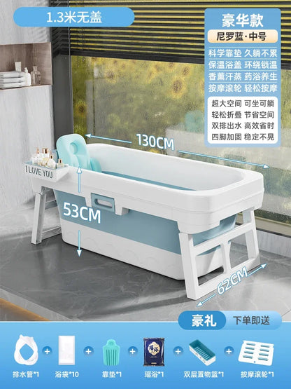 Portable Folding Bathtub for Adults hot Bath Spa Plastic Bathtubs Children Swimming pool Bucket Sauna Lid Cover House Bath Tub