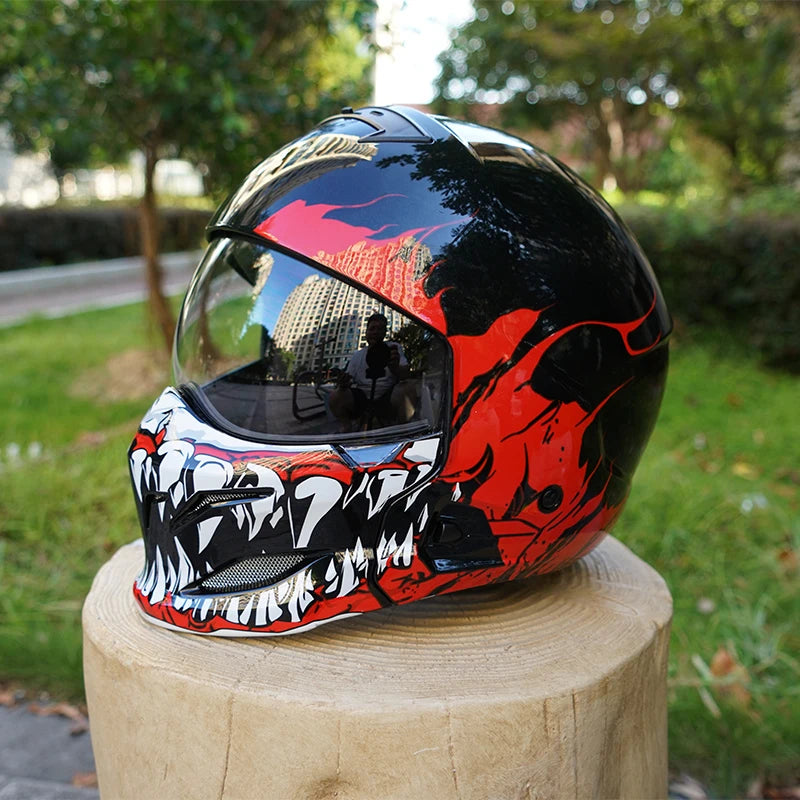 Scorpion Retro Motorcycle Helmet Removable Front Module Transparent Lens M L XL XXL Sizes Available for Motorbike Safety Gear