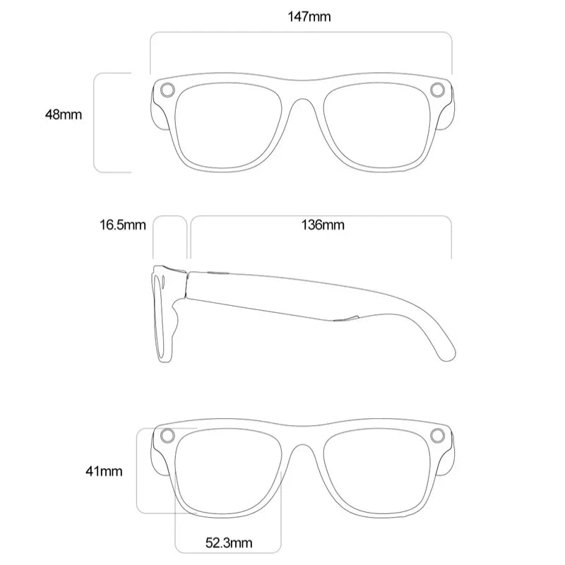 Lenovo 4k Hd Ai Smart Glasses Camera Wearable Mini Camera Bluetooth Call Voice Assistant Control Smart Sports Camera Glasses
