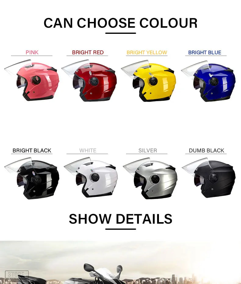 JIEKAI Motorcycle Half Helmet Men Dual Lens Scooter Moto Casco Village Riding Capacete De Moto Motocross Helmets