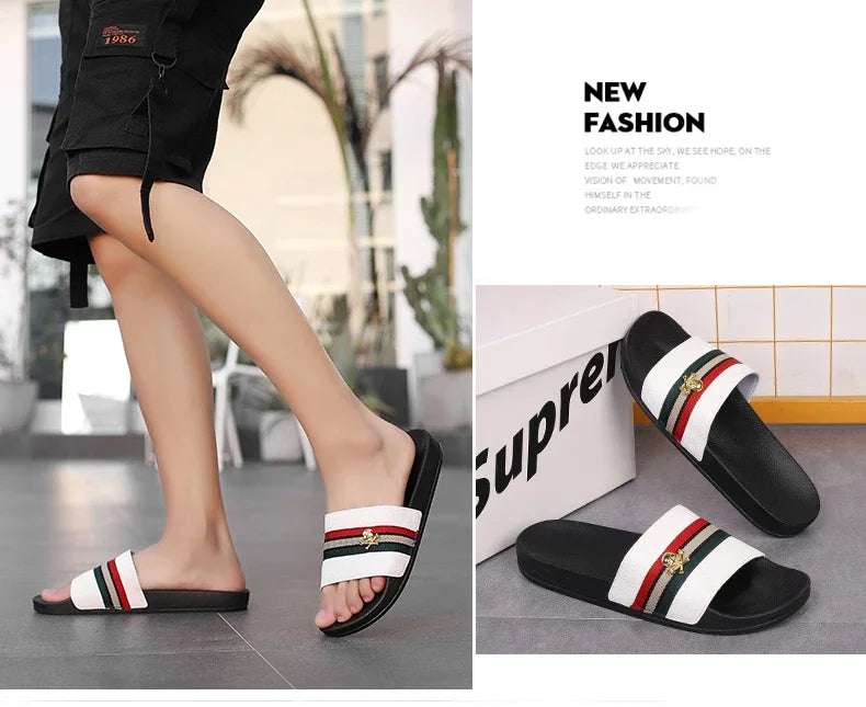 Fashion Brand Slippers for Men Ultra Soft Slides Non-slip Wear-resistant Sandals Men Casual Summer Indoor Outdoor Slippers