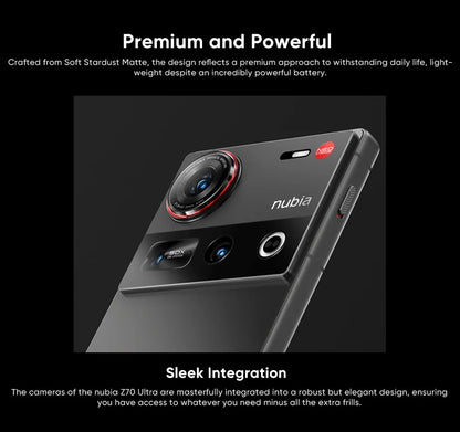 Nubia Z70 Ultra 5G Smartphone Snapdragon 8 Elite Processor 6.85' 144Hz AMOLED Display NFC  Global Version 16GB 512GB