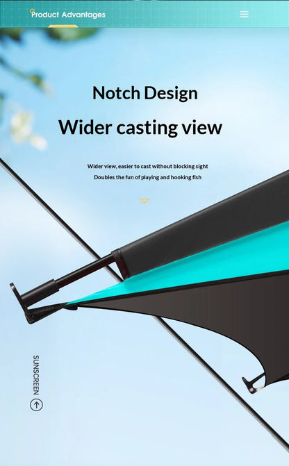 Outdoor Fishing Umbrella Heavy Duty Double Layer UV Protection Waterproof Upgraded Black Coating Patio Beach Base Included